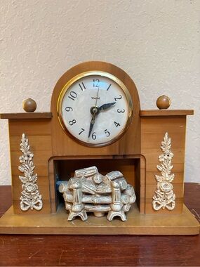 Vintage Cottage Core Fireplace Clock
